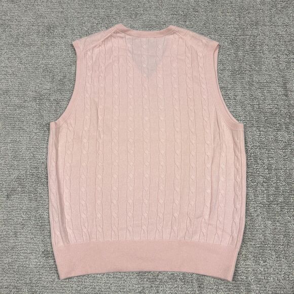 Peter Millar Vest Mens Large 100% Cashmere Sleeveless Golf Pullover Light Pink - Picture 5 of 7
